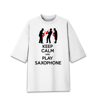 Женская Хлопковая футболка оверсайз Играй на саксофоне