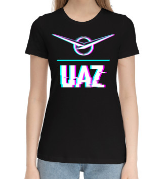 Женская Хлопковая футболка Значок UAZ Glitch