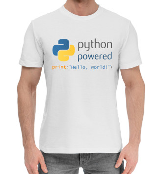 Мужская Хлопковая футболка Python Powered Print Hello