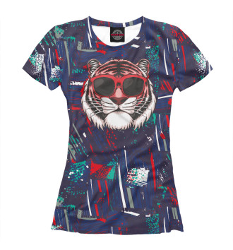 Футболка для девочек Тигр в солнечных очках