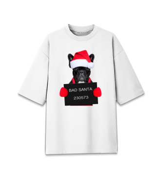 Хлопковая футболка оверсайз для девочек Плохой Санта