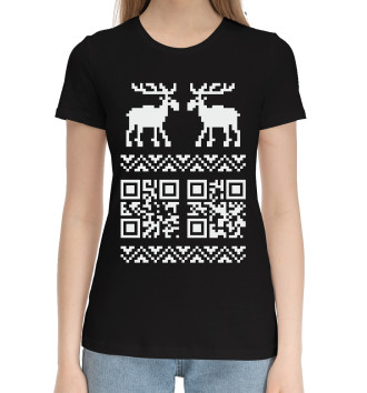 Женская Хлопковая футболка QR-Deer