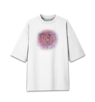 Женская Хлопковая футболка оверсайз Мандала гармонии фиолетовая