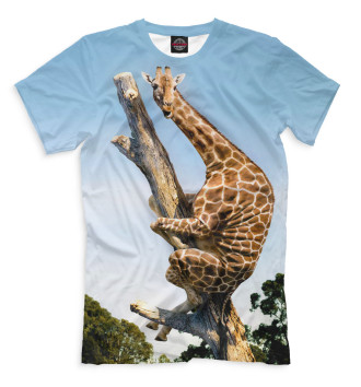 Мужская Футболка Жираф на дереве