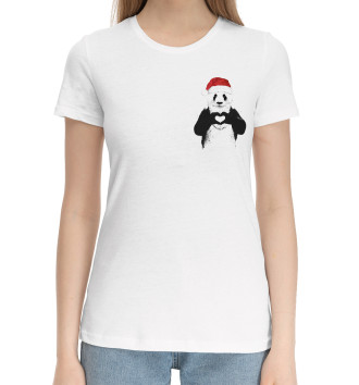 Женская Хлопковая футболка Панда Клаус
