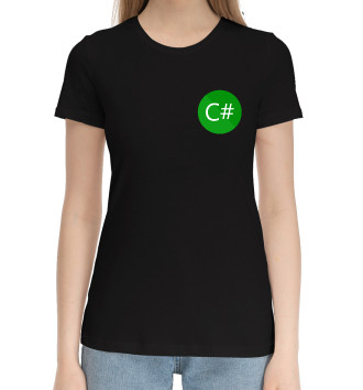 Женская Хлопковая футболка C Sharp Logo