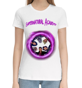 Женская Хлопковая футболка Supernatural academy