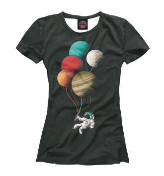 Футболка для девочек Космонавт в космосе с планетами