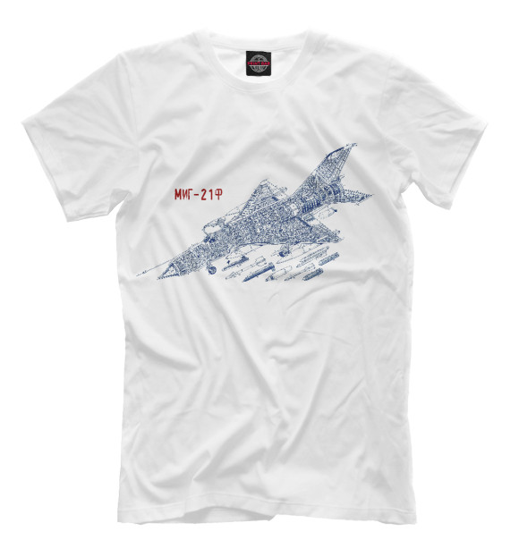 Мужская футболка с изображением Миг-21Ф цвета Молочно-белый