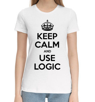 Женская Хлопковая футболка Включай логику