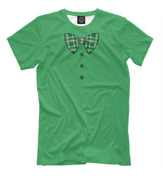 Женская футболка Зеленый галстук бабочка в клетку