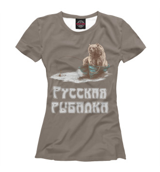 Футболка для девочек Русская рыбалка: Медведь