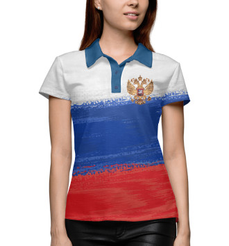 Женское Поло Флаг России с гербом