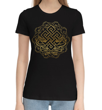 Женская Хлопковая футболка Буддийский Символ Удачи