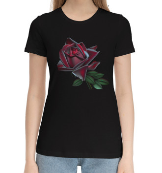 Женская Хлопковая футболка Черная роза