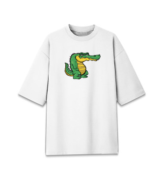 Мужская Хлопковая футболка оверсайз Крокодил недовольный