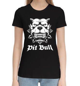 Женская Хлопковая футболка Злой Питбуль (Pit Bull)