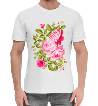 Мужская Хлопковая футболка Розы и пионы