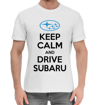 Мужская Хлопковая футболка Будь спок и води Subaru