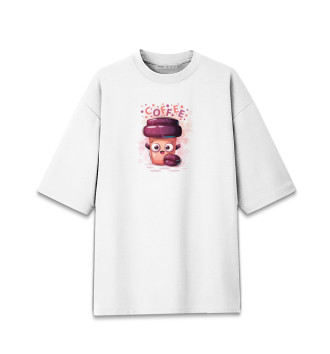 Мужская Хлопковая футболка оверсайз Кофе cute