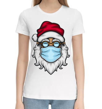 Женская Хлопковая футболка Санта в маске