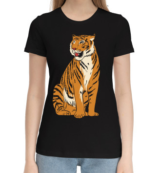 Женская Хлопковая футболка Могущественный тигр