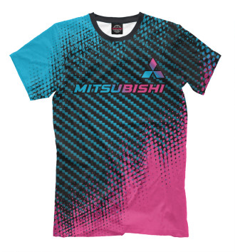 Мужская Футболка Mitsubishi Neon Gradient цветные полосы
