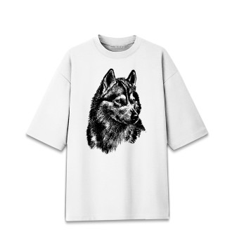 Женская Хлопковая футболка оверсайз Волк