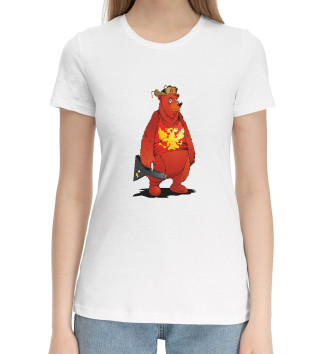 Женская Хлопковая футболка Медведь с балалайкой