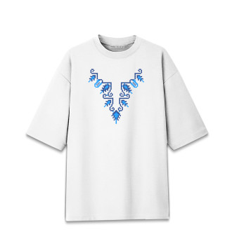 Женская Хлопковая футболка оверсайз Славянский, узор,  орнамент