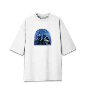 Женская Хлопковая футболка оверсайз Сказочный снегопад