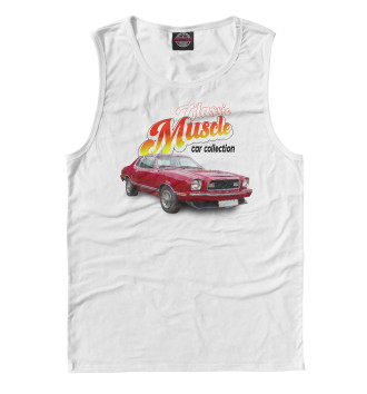 Мужская Майка Ретро-кар Ford Mustang на белом фоне