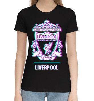Женская Хлопковая футболка Liverpool FC Glitch