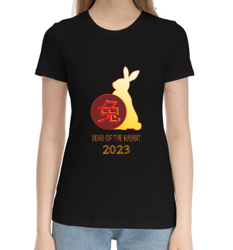 Женская Хлопковая футболка Китайский кролик