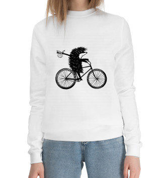 Женский Хлопковый свитшот Ежик на велосипеде