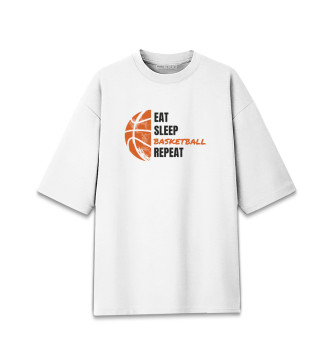 Женская Хлопковая футболка оверсайз Еда, сон, баскетбол