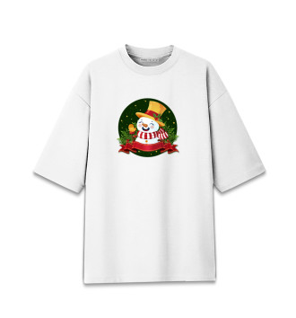 Женская Хлопковая футболка оверсайз Снеговики