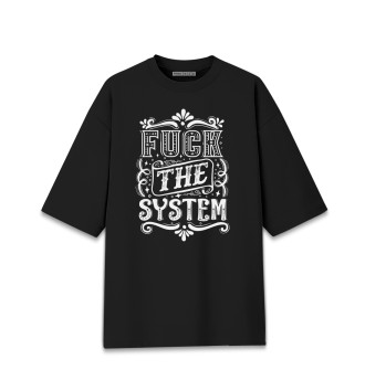 Женская Хлопковая футболка оверсайз Fuck the system