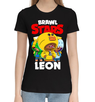 Женская Хлопковая футболка Brawl Stars, Leon