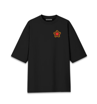 Хлопковая футболка оверсайз для девочек Звезда Георгиевская Лента