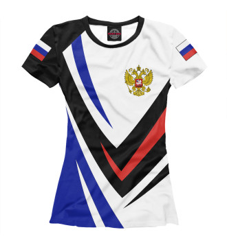 Женская Футболка Россия - флаг на рукавах