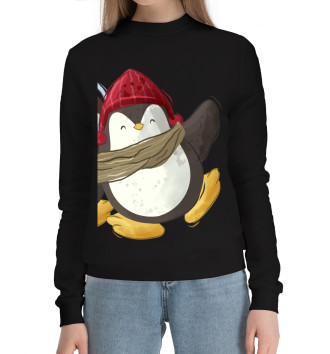 Женский Хлопковый свитшот Пингвин в шапке