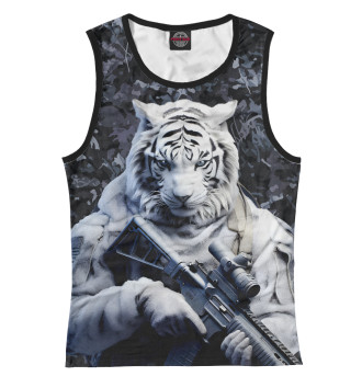 Майка для девочек Белый тигр солдат зима