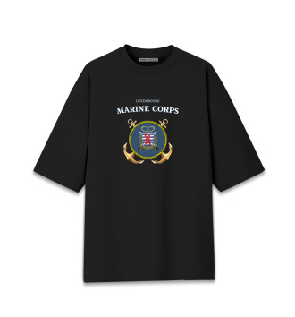 Женская Хлопковая футболка оверсайз Luxembourg Marine Corps
