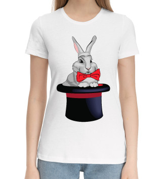Женская Хлопковая футболка Кролик в шляпе