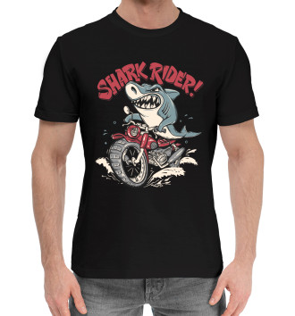 Мужская Хлопковая футболка Shark rider!