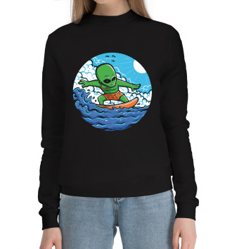 Женский Хлопковый свитшот Зеленый серфер
