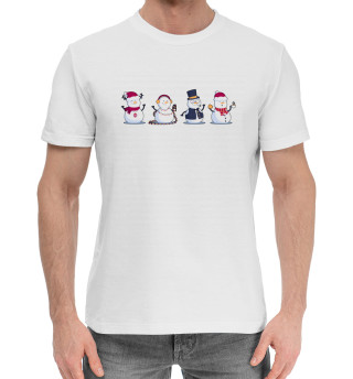 Мужская хлопковая футболка Снеговики