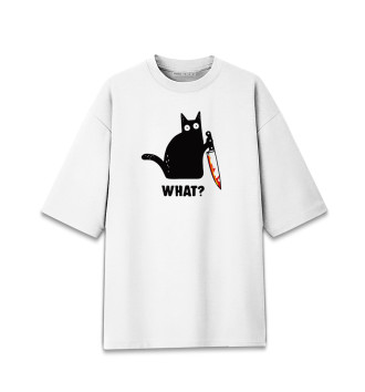 Женская Хлопковая футболка оверсайз Кот с ножом