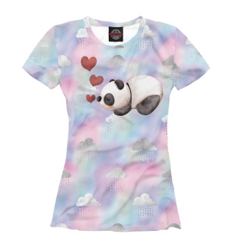 Женская Футболка Панда с сердечками